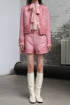 INTO THE EAST 25 Autumn/Winter Pink Embroidered Button Tussah Silk Suit ITE-E1DGAW021PK22SU-FEN Pink